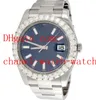 Relojes para hombre con esfera azul de acero inoxidable de alta calidad 41 mm Big Diamond 116300 Movimiento automático mecánico Relojes de pulsera para hombre con caja