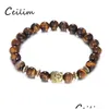 Beaded 8Mm Tiger Eye Beads Bracelet Fashion Jewelry Wholesale Natural Stone With Buddha Charm Men Bracelets Bangle Drop Delivery Dh7Zo