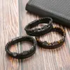 Nuovi gioielli popolari dei braccialetti dell'albero di vita dell'ematite del braccialetto di cuoio a tre strati per gli uomini