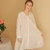 Women's Sleepwear 2023 White Plus Size Boyfriend Style Cotton Nightgown Women Blouse Nightdress Home Wear Night Dress Nightwear