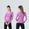 Lady Yogas Training Tops Long Sleeve Popular Workout Tshirt Quick Dry Stretch Exercise Tee Shirt Soft Sanding Slim Sports T-Shirts Round Neck