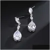 Dangle Chandelier New Cubic Zircon CZ Water Drop Earrings Bridal Bridesmaid Classic Long Earing for Elegant Women DesignDHA8C