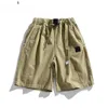 Stone 23ss novo streetwear europeu e americano shorts casuais de algodão lavado com bolsos calças de trabalho de cinco pontos calças de trabalho masculinas 38 shorts amarrados