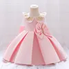 Fille Robes D'été Poupée Col Sequin1 Année Bébé Anniversaire Robe Pour Enfants Vêtements Baptême Arc Princesse Rose Parti Blanc Costume