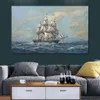 Lienzo de barco marino, arte de pared, la nube voladora, pintura de Frank Vining Smith, paisaje marino hecho a mano, decoración de dormitorio