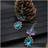 Dangle Chandelier Bohemian Colorf Rhinestone Crystal Statement Earrings Vintage Flower Earring For Women Fashion Ear Jewelry Gifts Dh5Im