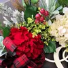 装飾的な花の花輪クリスマス人工レターリース吊り赤い格子縞のガーランド装飾品クリスマスパーティーフロントドアウォールデコレーションh