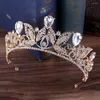 Haarspangen Vintage Grün Rot Strass Braut Tiara Mode Goldenes Diadem Für Frauen Hochzeitskleid Schmuck Prinzessin Krone Zubehör