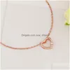 Anhänger Halsketten Elegante Hohle Herz Zirkonia Rose Gold Überzogene Halskette Für Frauen Choker Hohe Qualität Schmuck Drop D Dhigu