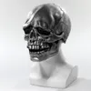 Party Masks Horror Silver Skull Latex Mask Halloween Carnival Party Ball Scary Full Face Cosplay Helmet Costume Props Decor 230609