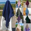 Vêtements ethniques qualité musulman modeste mode prière Khimar deux couches Jazz crêpe Double couches haute longue Hijab en gros islamique