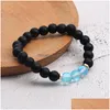 Perline 6Mm Fashion Design Crystal Glass Flash Stone Bead Bracciale per donna Uomo Colorf Natural Black Matte Agate Ethnic Drop Deliver Dhbxr