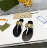2023 Summer Luxury G Sandals Designer Women Flip Flops Slipper Fashion äkta läder glider metallkedja damer casual skor