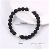 Bärda mode 8mm lava stenarmband Energy Healing Nce Black White Beads Armband för kvinnor Män Justerbar elastisk Yoga Drop Del Dhrmm