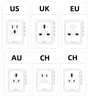 Universal International Travel Power Adapter High Speed 2.4A USB 3A Type-C Wall Charger European Adapter Worldwide AC Outlet