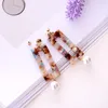 Boucles d'oreilles pendantes LUBOV coloré Rectangle résine pierre Imitation perle blanche pendentif métal alliage femmes goutte bijoux 2023