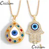 Pendentif Colliers Turquie Evil Blue Eye Collier Chandail Chaîne Bijoux Cristal Main De Fatima Pour Les Femmes Drop Delivery Pendentifs Dhm4T