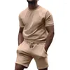 Men's Tracksuits 2023 Summer European And American Fitness Suits Solid Color Short-sleeved T-shirts Men's Leisure Sports Shorts