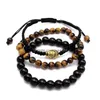 Beaded New Fashion Jewelry 3 Piece/Set Buddha Chakra Bracelet For Women 6Mm Tigereye 8Mm Black Stone Bead Charm Yoga Wholesaler Drop Dhluf