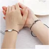 Braccialetti con ciondoli Coppia Amicizia Cinese Yin Yang Tai Chi Ciondolo in lega Corda di cera Braccialetto a treccia Gioielli con consegna a goccia Dhfg6