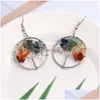 Boucles d'oreilles collier vie d'arbre boucle d'oreille ensemble de bijoux pour femmes Colorf perles de pierre naturelle pendentif pull Stud Jwewlry cadeau Drop Del Dh95C