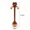 Stainless Steel Coffee Scoops Lovely Cat Hanging Coffee Cup Spoon Ice Cream Dessert Teaspoon Creative Hanging Scoop Tableware JN10