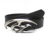 Cinture Cintura da donna in pelle Y2k Moda Fibbia a fiamma geometrica Jeans Vita nera Cinturino da donna vintage Accessori da uomo