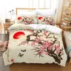 Sängkläder set vackra blommor med plommon bossom täcke täcke täckning för vuxen sängkläder och örngott kung storlek 230609