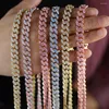 Link Armbanden Cubaanse Ketting Roze Wit Two Tone Neklace Armband Fashion Iced Out Hip Hop Bling Micro Pave Cz Vrouwen sieraden Miami Gift