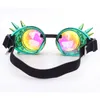 Lunettes de soleil vente Kaléidoscope Rainbow Lunettes Cristal Lentilles Hommes Femmes Rivet Steampunk Lunettes Cosplay Vintage Gothique Lunettes 230609