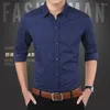 Chemises décontractées pour hommes 2023 chemise boutonnée pour hommes vers le bas chemise formelle qualité florale à manches longues hommes marque affaires travail coton