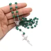 Pendant Necklaces Styles Green Rosary Beads Acrylic Malachite Natural Stone Catholic Necklace High End Cross Bitter Like Christian ReligioPe