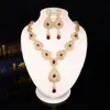 Wedding Jewelry Sets Luxury Gold Color Bridal Jewelry Sets Bijoux Water Drop Necklace Earring Set For Women Morocco Wedding Jewelry Set 230609