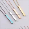 Pendant Necklaces Polished Stainless Steel Bar Necklace Fashion 5 Colors Rainbow Black Gold Solid Blank Charm For Buyer Own Drop Del Dhsft