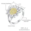 Cluster Rings Delicate Sunflower For Women Silver Color Metal Knuckle Accessories Ladies Ring Retro Fashion Jewelry Wholesale DZR034