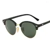 Sonnenbrille Runde Vintage Frau Mode Metall Halbrand Sonnenbrille Weiblich Bunte Spiegel Retro Shades Fahrer