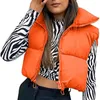 Kvinnors västar Kvinnor Vinter varma fast färg Crop Waistcoat ärmlös Stand Collar Double Sided Lightweight Puffer Vest 2023 Streetwear