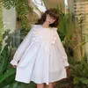 Robes décontractées une pièce robe coréenne femmes douce fille nœud à manches longues lâche Vestios Femme Mori blanc Plaid Midi printemps été