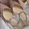 Sandalen Crystal Chain Schoenen Voor Vrouwen Puntschoen Platte Hakken Bling Zapatos De Mujer Enkelbandje Femme Steentjes Sexy sandalias
