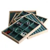 Jewelry Pouches Arrival Bamboo Wood Plate Earrings Ring Watch Jade Display Pallet Organizer Box