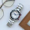 Men de luxe en gros Men OMG Watch Quartz Mens Watches 42 mm Silver-Brand Troup Chronographs Fonctions en acier inoxydable 2024
