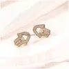 Stud Fashion Hollow Hand Zircon Pendientes Cz Micro Pave Gold / Sier para mujeres Brincos Wedding Party Jewelry Drop Delivery Dhohq