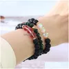 Perline 6Mm Fashion Design Crystal Glass Flash Stone Bead Bracciale per donna Uomo Colorf Natural Black Matte Agate Ethnic Drop Deliver Dhbxr