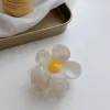 여성 패션 기질 흰색 꽃 클립 클램프 펨 메 액세서리를위한 아세테이트 발톱