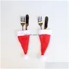 Jewelry Pouches Bags Christmas Decorative Tableware Knife Fork Set Hat 10Pcs/Lot Caps Cutlery Spoon Holder Packaging Drop Delivery D Dhrpo