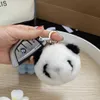 Cute little panda car key chain Korean design ins Plush Doll Bag pendant197O