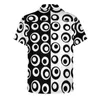 Camisas casuais masculinas preto e branco camisa de praia em dois tons mod love circles dots homem havaiano blusas vintage manga curta roupas estampadas