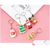 Key Rings Fashion Cartoon Cute Soft Sile Keychain Santa Bear Elk Christmas Tree Snowmen Chain Keyring For Bag Car Jewelry Drop Delive Dhhjb