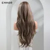 Synthetic T-part Lace Wigs Long Wavy Mixed Brown Lace Wig Fashion Middle Part Natural Hair Wig for Women Daily Wigfactory direc