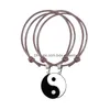 Braccialetti con ciondoli 2 Pz / lotto Vintage Corda regolabile Coppia Bracciale Mano Gioielli Yin Yang Charms Nero Bianco Rosso Fatto a mano Drop Delivery Dhbqg